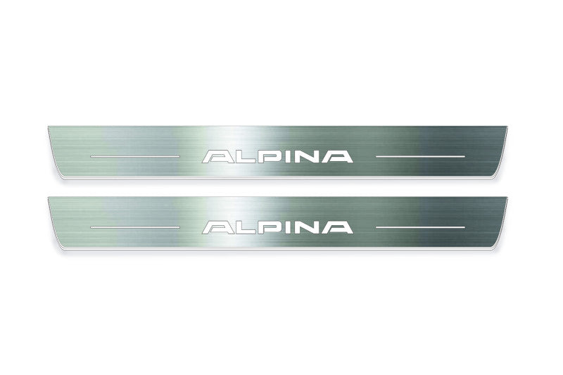 LED door sill plates BMW 7 G11/G12 2015+ stainless steel with Alpina logo
