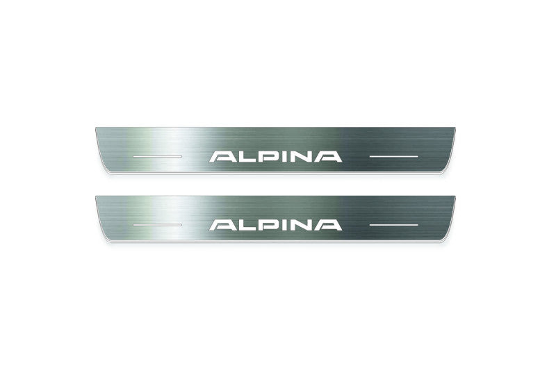 BMW 5 F30 2012+ stainless steel illuminated entry guards with Alpina logo