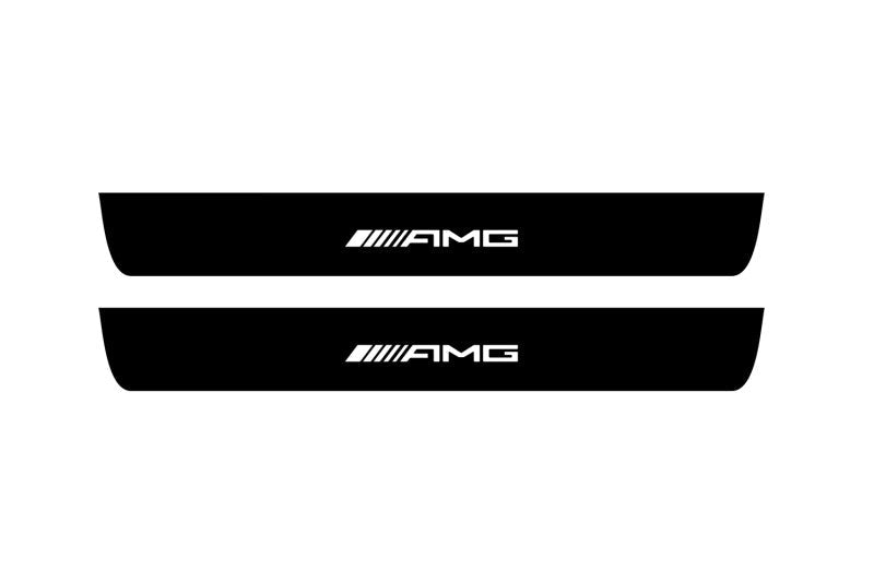 illuminated door sill protectors Mercedes GL X164 2006+ in stainless steel with AMG logo