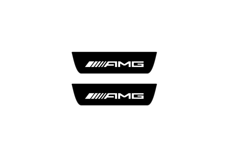 Mercedes A W177 2018+ stainless steel illuminated entry guards with AMG logo