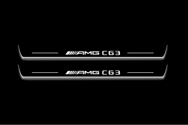 Mercedes-Benz C W204 Stainless Steel LED Door Sills – AMG C63 Logo