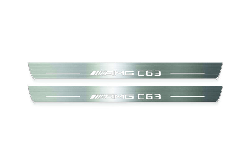 Mercedes-Benz C W204 Stainless Steel LED Door Sills – AMG C63 Logo