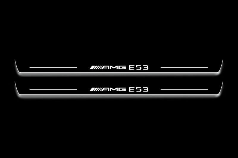 Mercedes C Coupe W213 Stainless Steel LED Door Sills – AMG e53 Logo