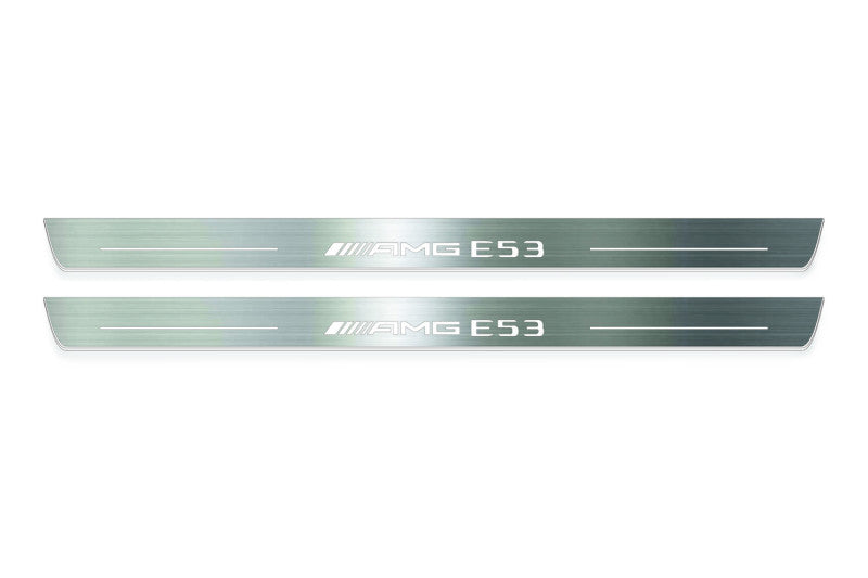 Mercedes C Coupe W213 Stainless Steel LED Door Sills – AMG e53 Logo