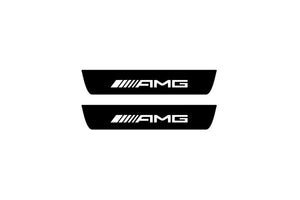 Mercedes S-Class W222 2013-2020 Illuminated Matte Sill Plates with logo AMG Mercedes Led Door Sills PRO opdesign
