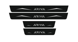Illuminated LED Door Sill Tread Plates Nissan Ariya 2022+ With Ariya Logo Nissan Led Door Sills opdesign