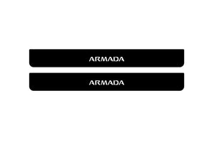 Nissan Armada II 2017+ Illuminated Matte Sill Plates with logo Armada Nissan Led Door Sills PRO opdesign