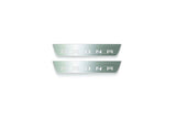 Two short silver-finished door sill plates with Arona lettering on a light background, straight-on view.