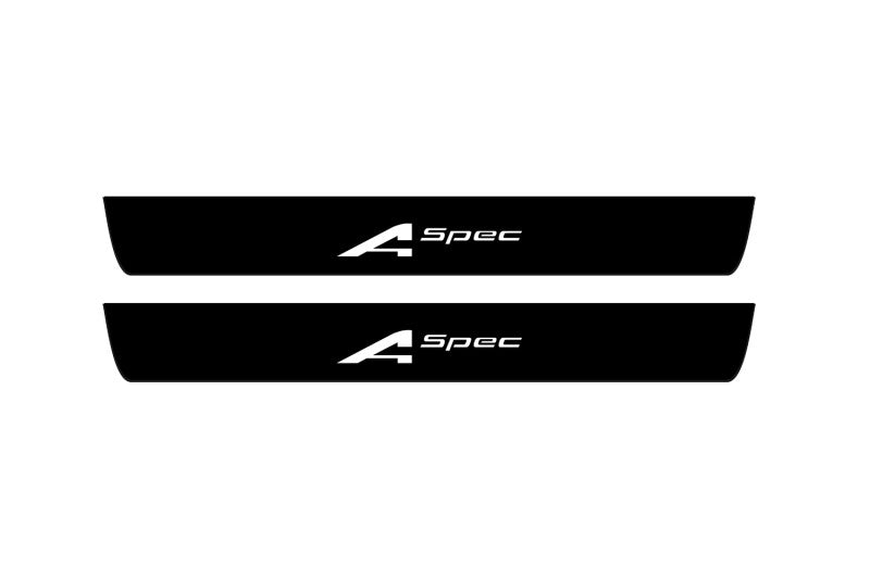 Acura MDX IV 2021+ LED door sill plates matte black coated stainless steel with A-Spec logo