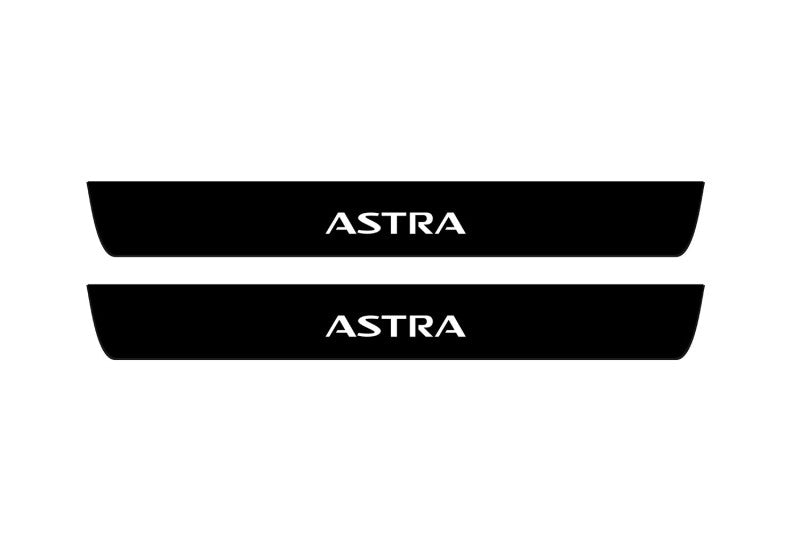 illuminated door sill protectors stainless steel Opel Astra J 2009+ with Astra logo