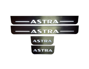 Illuminated LED Door Sill Tread Plates Opel Astra H 2004-2009 With Astra Logo Opel Led Door Sills opdesign