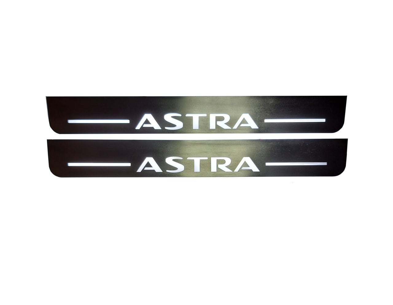 Illuminated LED Door Sill Tread Plates Opel Astra H 2004-2009 With Astra Logo Opel Led Door Sills opdesign