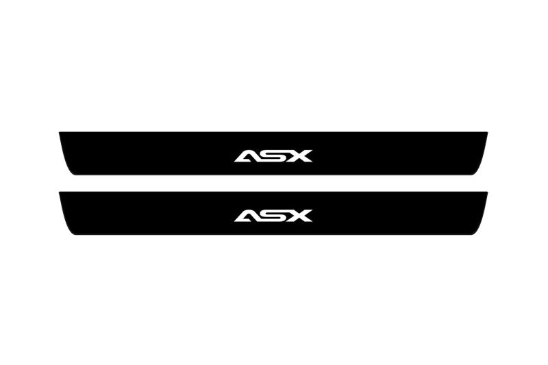 Mitsubishi ASX I 2010+ stainless steel illuminated door sill protectors with ASX logo