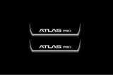 stainless steel LED door sill plates for Geely Atlas Pro 2022+ with Atlas Pro logo