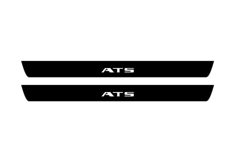 Cadillac ATS Sedan 2012-2019 Illuminated Matte Sill Plates with logo ATS Cadillac Led Door Sills PRO opdesign
