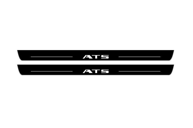Cadillac ATS Coupe 2015+ stainless steel illuminated entry guards with ATS logo