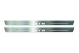 Cadillac ATS Coupe 2015+ LED door sill plates in stainless steel with ATS logo