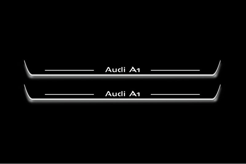 stainless steel LED door sill plates for Audi A1 I 2010+ with Audi A1 logo