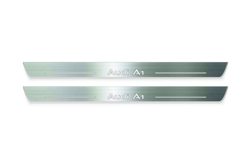 LED door sill plates Audi A1 I 2010+ in stainless steel with A1 logo