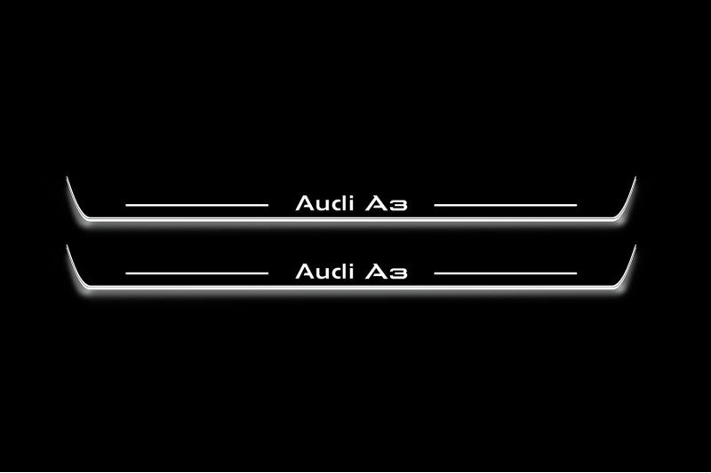 stainless steel LED door sill plates with Audi A3 8V 2012+ with Audi A3 logo