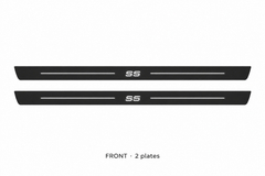 Audi A5 I Matte PRO catalogue illustration: two black FRONT plates with illuminated S5 lettering on white
