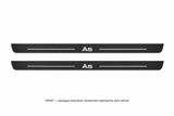 Audi A5 II F5 Matte PRO catalogue illustration: two flat black FRONT plates with illuminated A5 lettering and top lines on white; not exact dimensions
