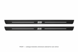 Audi A5 II F5 Matte PRO catalogue illustration: two flat black FRONT plates with illuminated S5 lettering and top lines on white; not exact dimensions