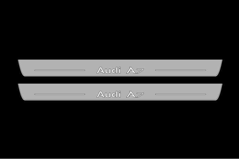 LED door sill plates Audi A7 C8 2018+ in stainless steel with Audi A7 logo
