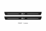 Audi A7 Sportback 4G8 Matte PRO catalogue illustration: two black FRONT plates with illuminated A7 lettering on white