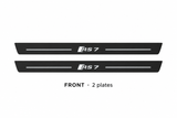 Audi A7 Sportback 4G8 Matte PRO catalogue illustration: two black FRONT plates with illuminated stylized RS7 lettering on white