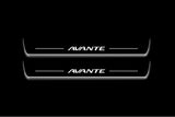 Hyundai Avante V MD 2010+ LED door sill plates in stainless steel with Avante logo