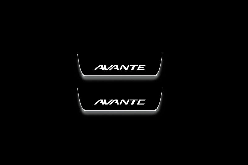 LED door sill plates for Hyundai Avante V MD 2010+ with Avante logo