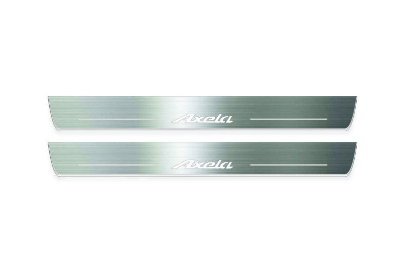 Mazda 3 III 2013+ Stainless Steel LED Door Sills – Axela Logo