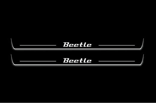 Volkswagen Beetle 2010+ Stainless Steel LED Door Sills – Beetle Logo