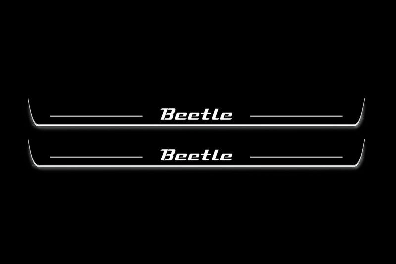 Volkswagen Beetle 2010+ Stainless Steel LED Door Sills – Beetle Logo