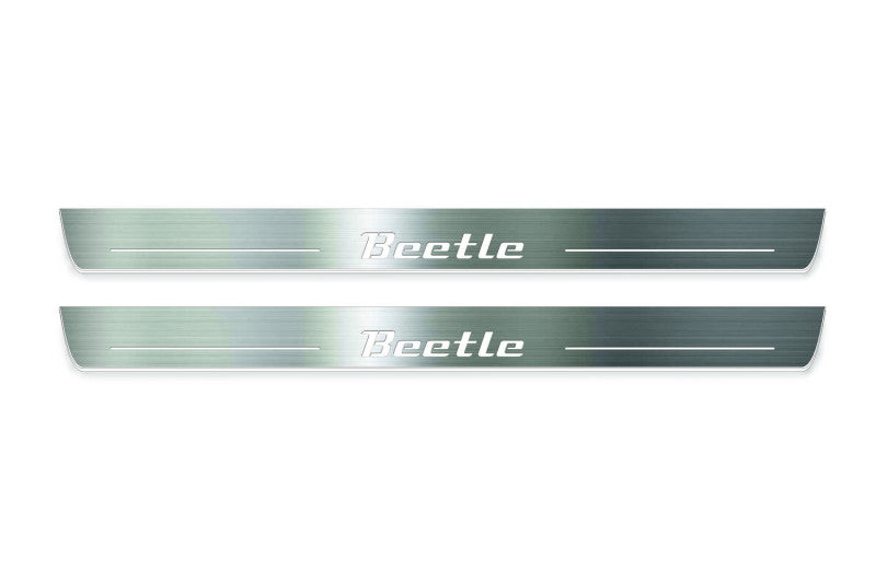 Volkswagen Beetle 2010+ Stainless Steel LED Door Sills – Beetle Logo