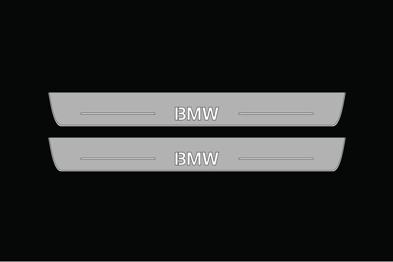 Illuminated LED Door Sill Tread Plates BMW 5 G60 2023+ With BMW Logo BMW Led Door Sills opdesign