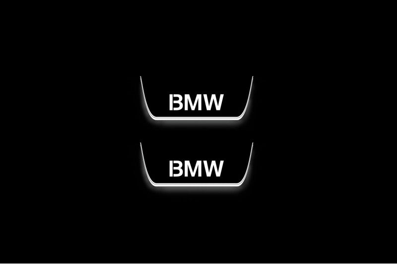 LED door sill plates BMW 3 G20 2019+ in stainless steel with BMW logo