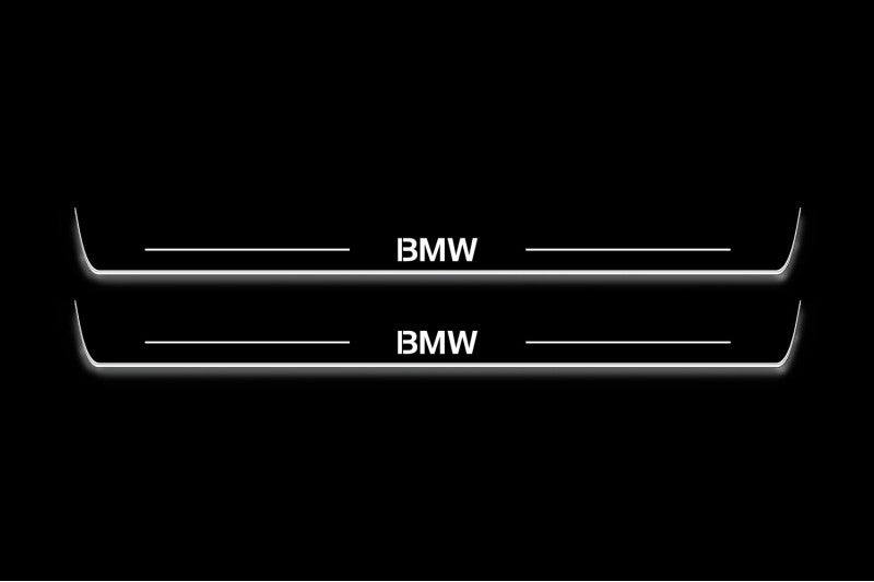 LED door sill plates stainless steel BMW 5 E34 1987+ with BMW logo