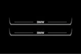 BMW 5 F10 2009+ LED door sill plates in stainless steel with BMW logo