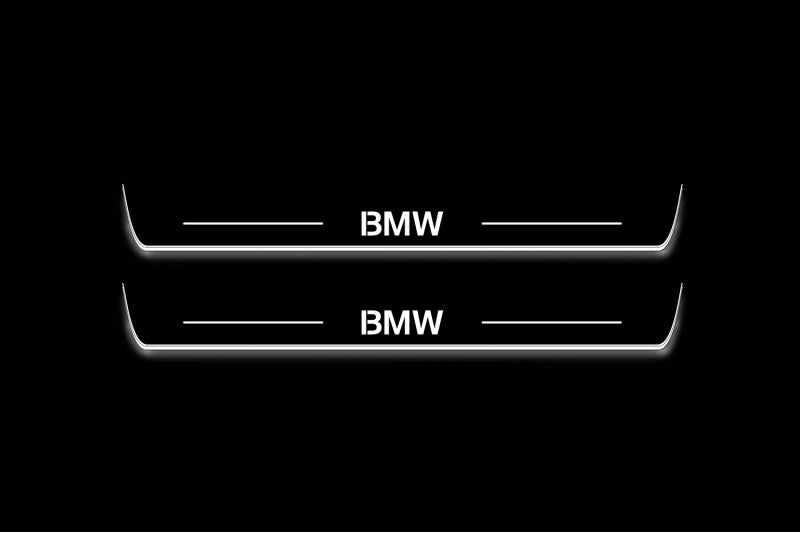 BMW 3 G20 2019+ LED door sill plates in stainless steel with BMW logo