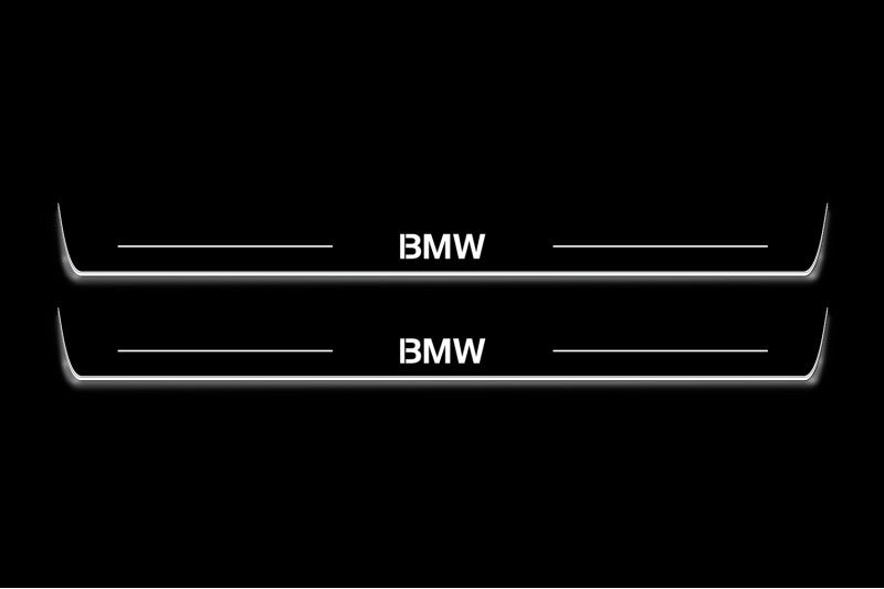 BMW 8 I G15 1989+ door sill plates in stainless steel with BMW logo