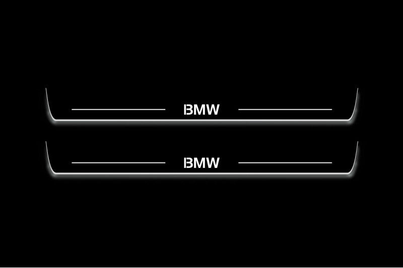 BMW 5 E60 2003+ stainless steel illuminated entry guards with BMW logo
