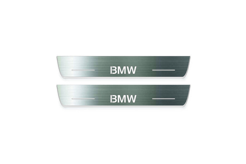 BMW 5 E34 1987+ LED door sill plates stainless steel with BMW logo