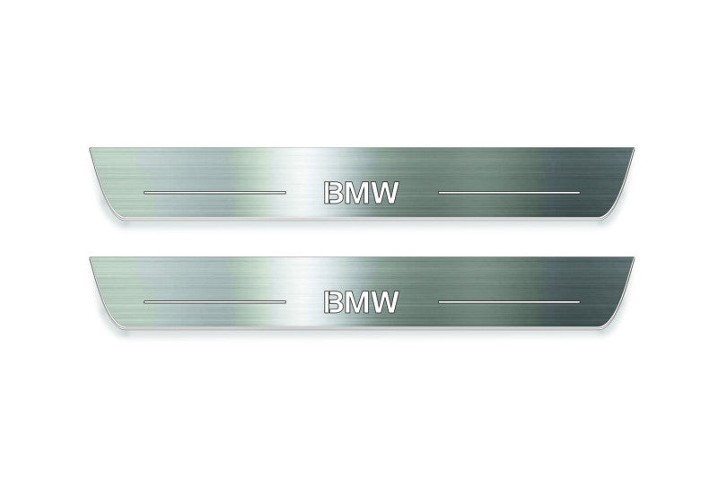 BMW 5 G30 2017+ door sill plates in stainless steel with BMW logo