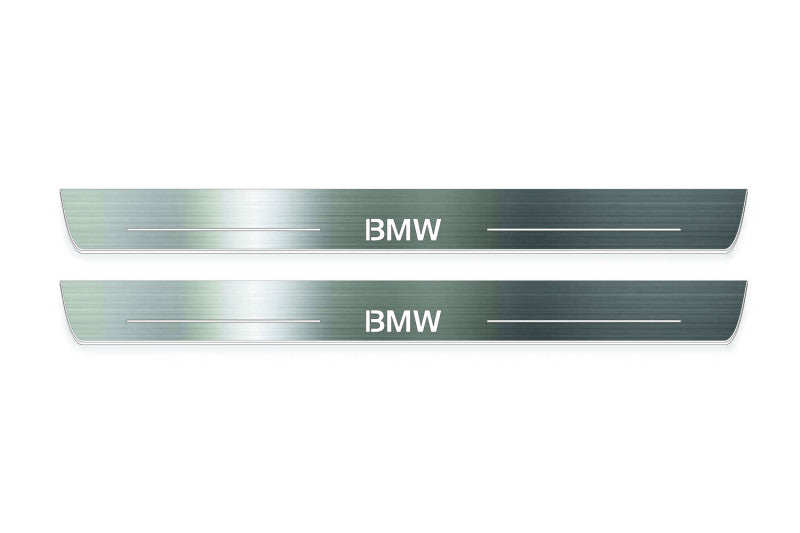 BMW 5 E34 1987+ door sill plates in stainless steel with BMW logo