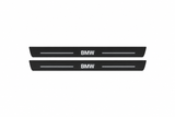 BMW 5 E61 BMW Matte PRO LED door sills, FRONT two-piece illustration, matte black with white illumination