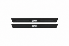 BMW 5 E61 BMW Matte PRO LED door sills, FRONT two-piece illustration, matte black with white illumination