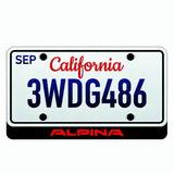 BMW ALPINA illuminated LED license plate badge beneath an illustrative US plate; plate not included