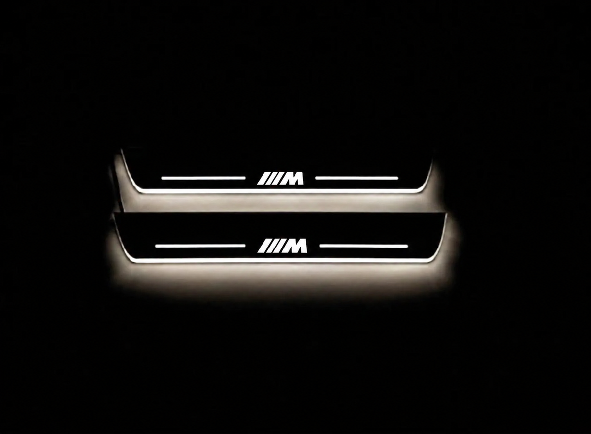 BMW E90 M Stainless front two-piece Night, white LED artwork and side illumination